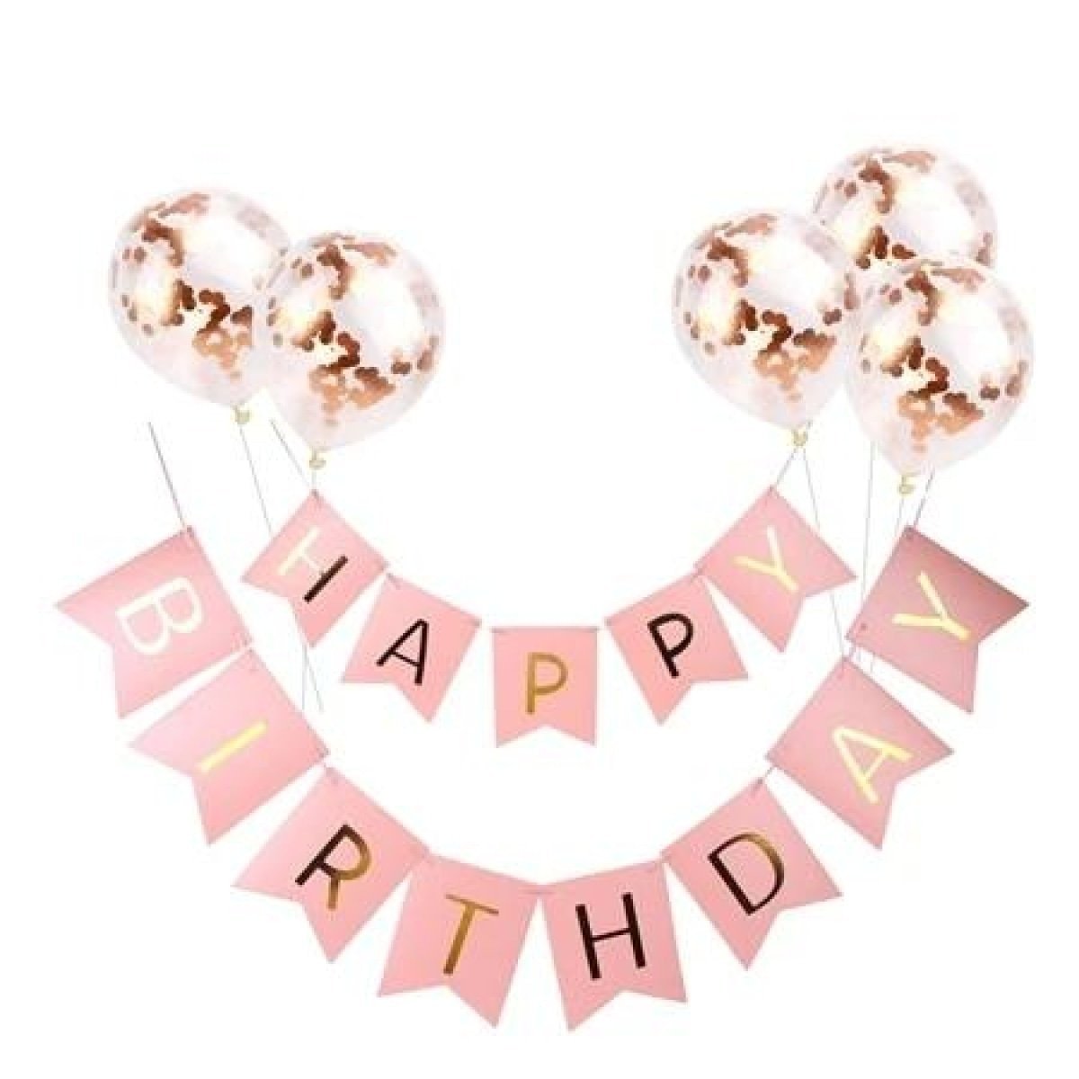 Happy Birthday Balloon Banner Set with Confetti Balloons – O