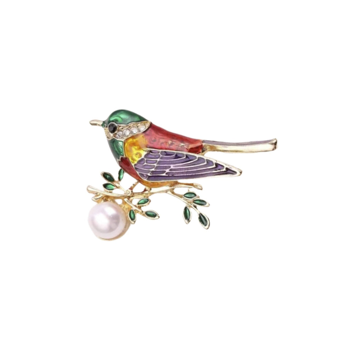 Hummingbird Swallow Rhinestone Brooch Pin 38-45mm – Green Red Pearl Swallow