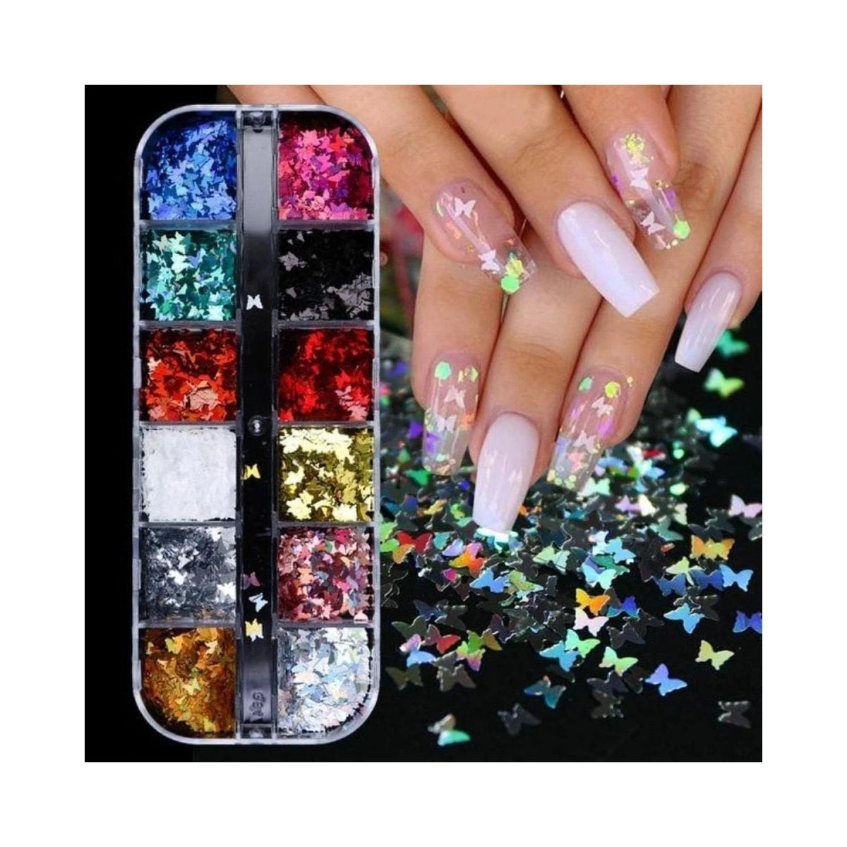 Holographic Butterflies Nail Paillette Sequins Flakes