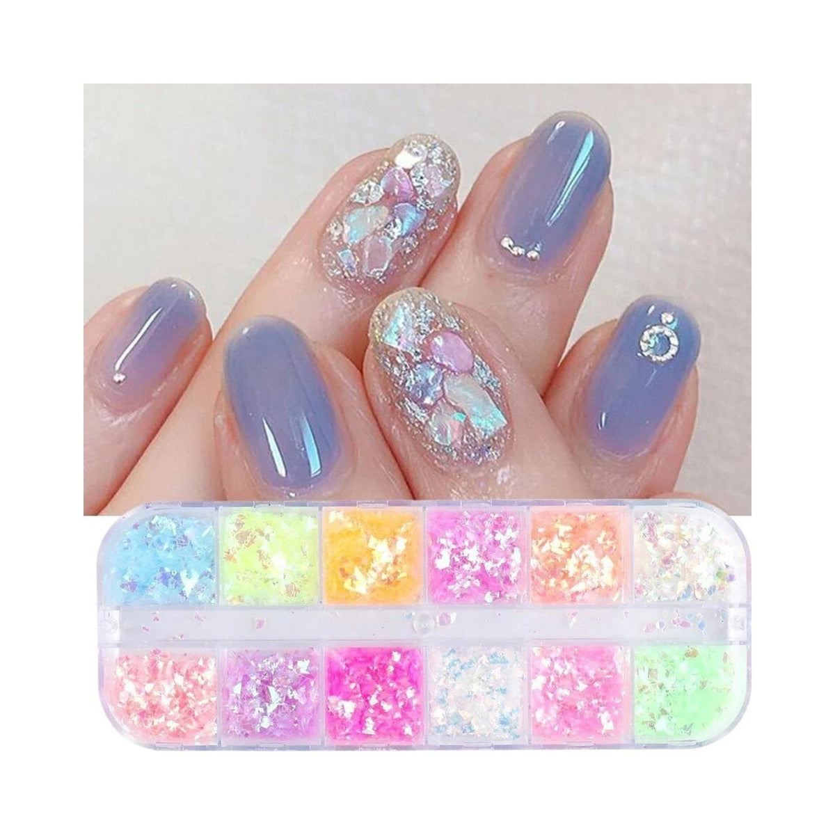 Holographic Butterflies Nail Sequins Set – 4 Mirror Slices