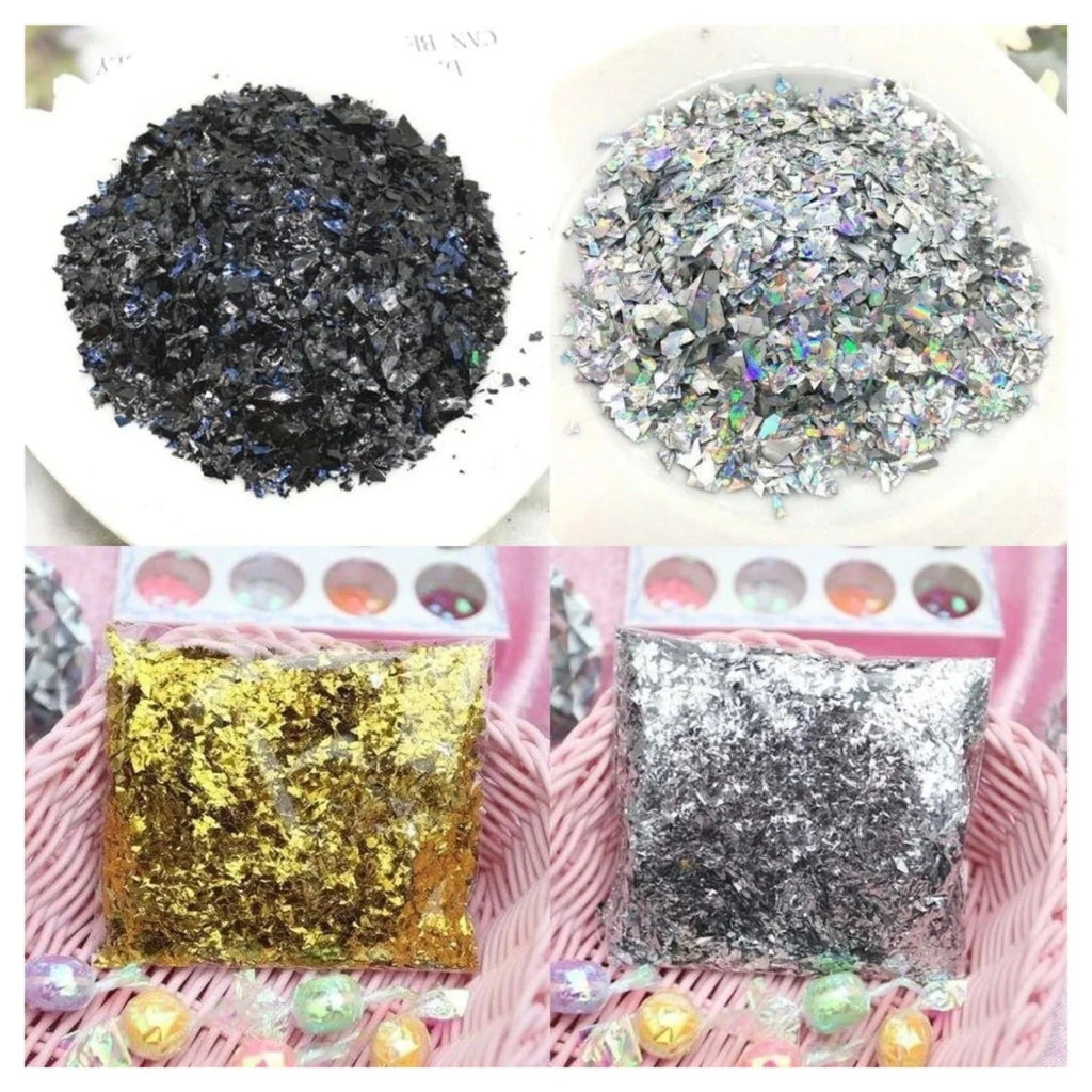 Holographic Nail Decoration Flakes 3D Glitter Set