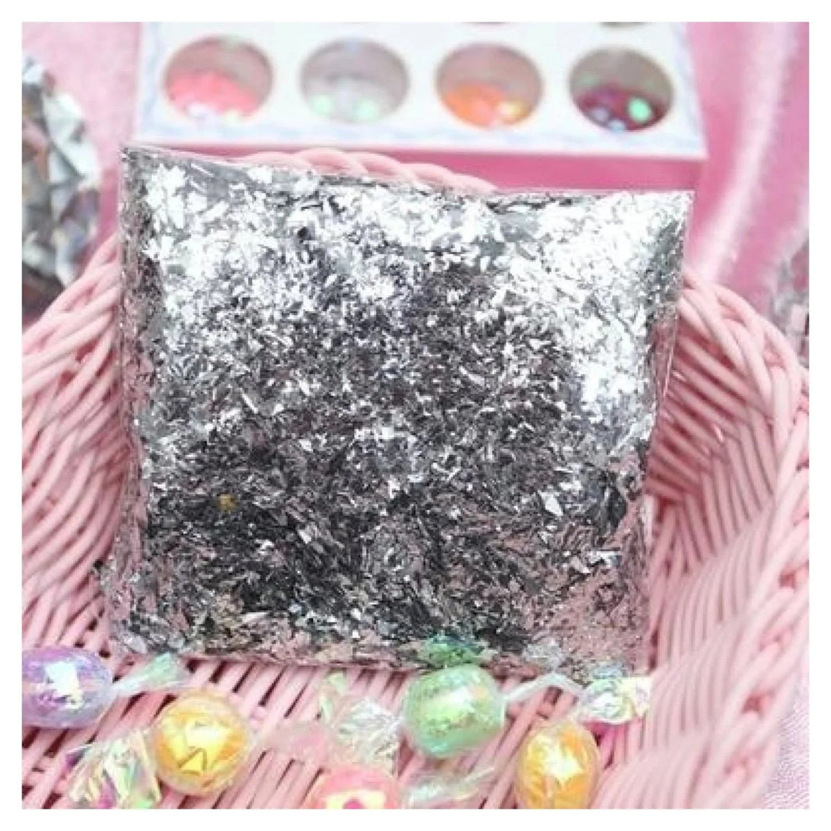 Holographic Nail Decoration Flakes 3D Glitter Set – Silver