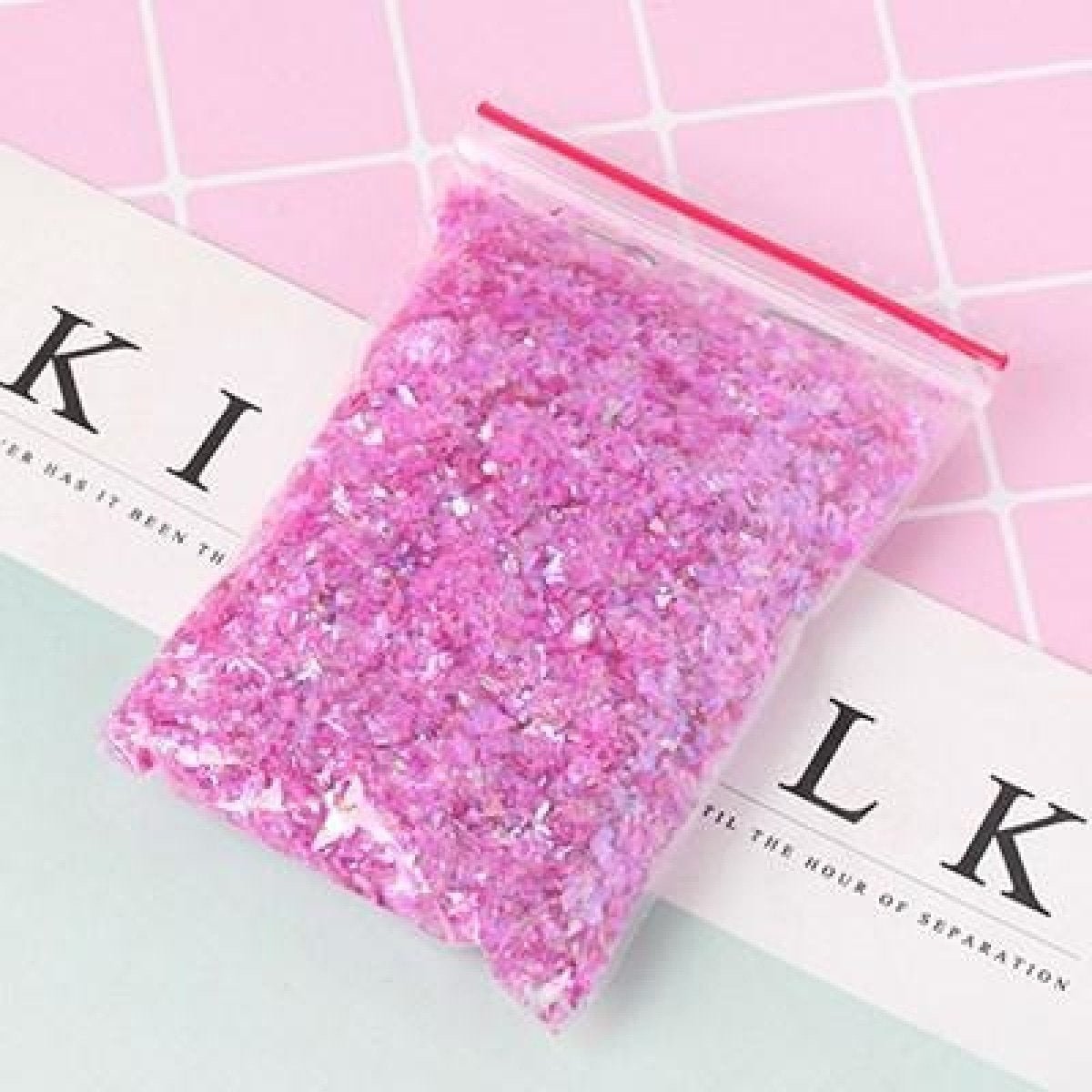 Holographic Nail Flake Glitter 6-20mm DIY Sequin – Dark Pink