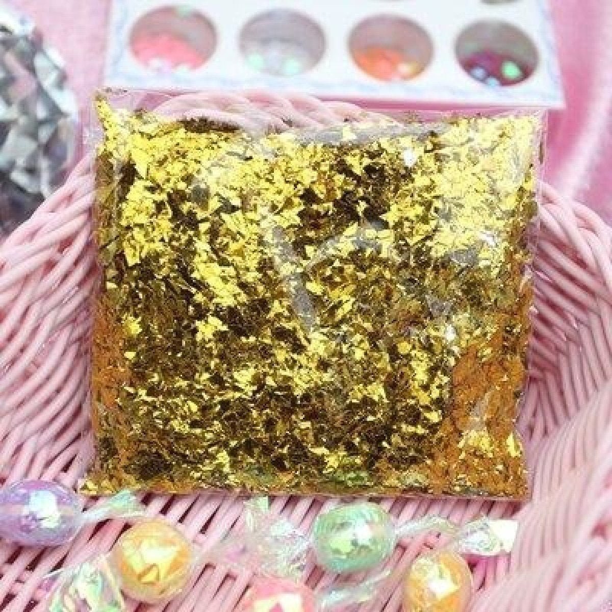 Holographic Nail Flake Glitter 6-20mm DIY Sequin – Gold
