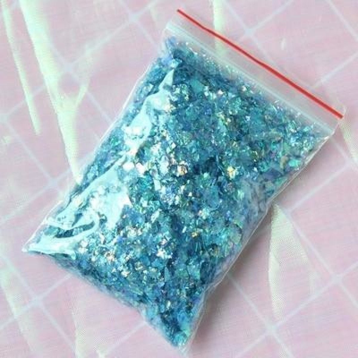 Holographic Nail Flake Glitter 6-20mm DIY Sequin – Light Blue/Aqua