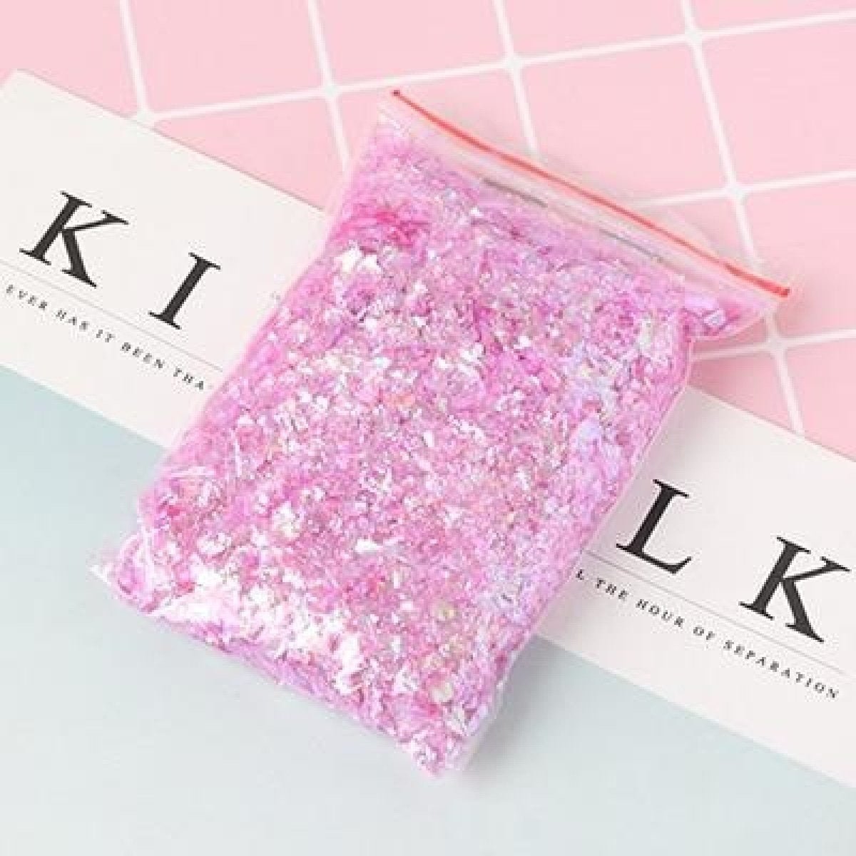 Holographic Nail Flake Glitter 6-20mm DIY Sequin – Light Pink