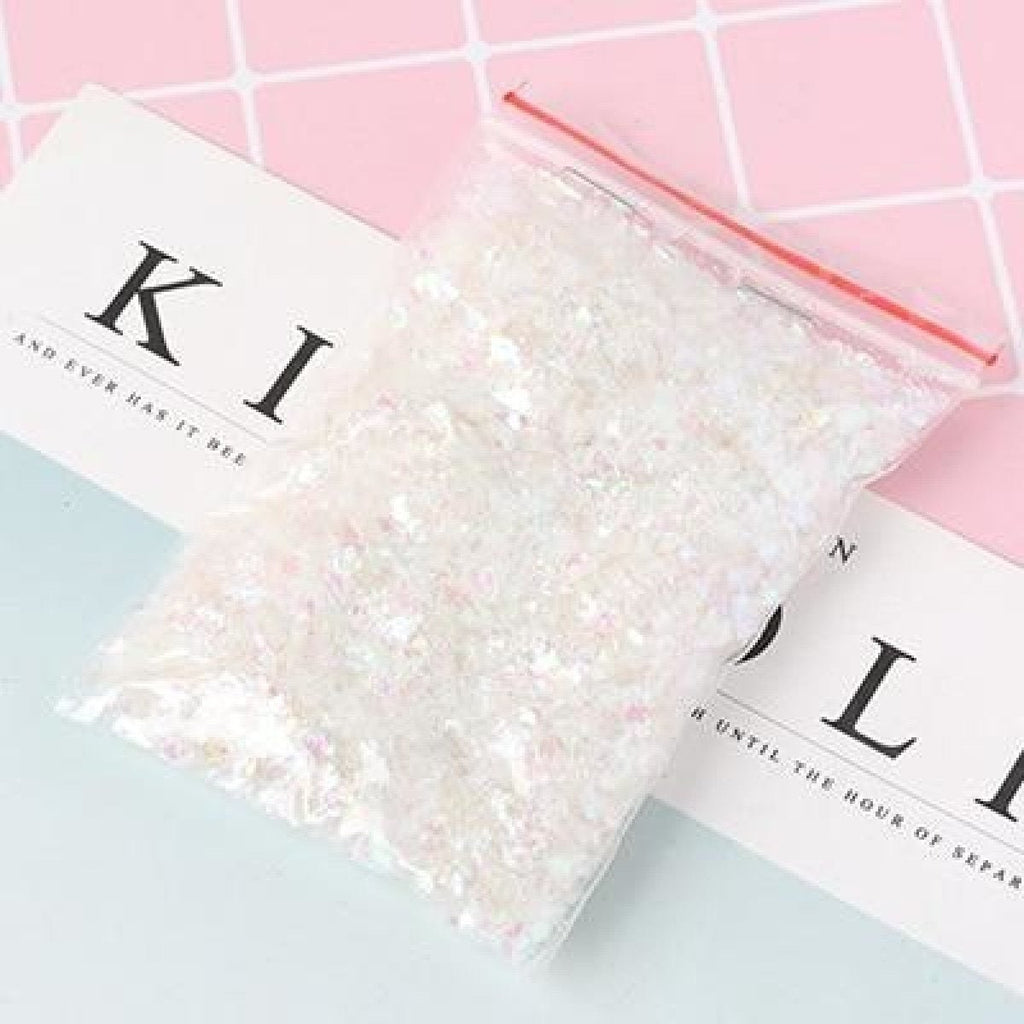Holographic Nail Flake Glitter 6-20mm DIY Sequin – White