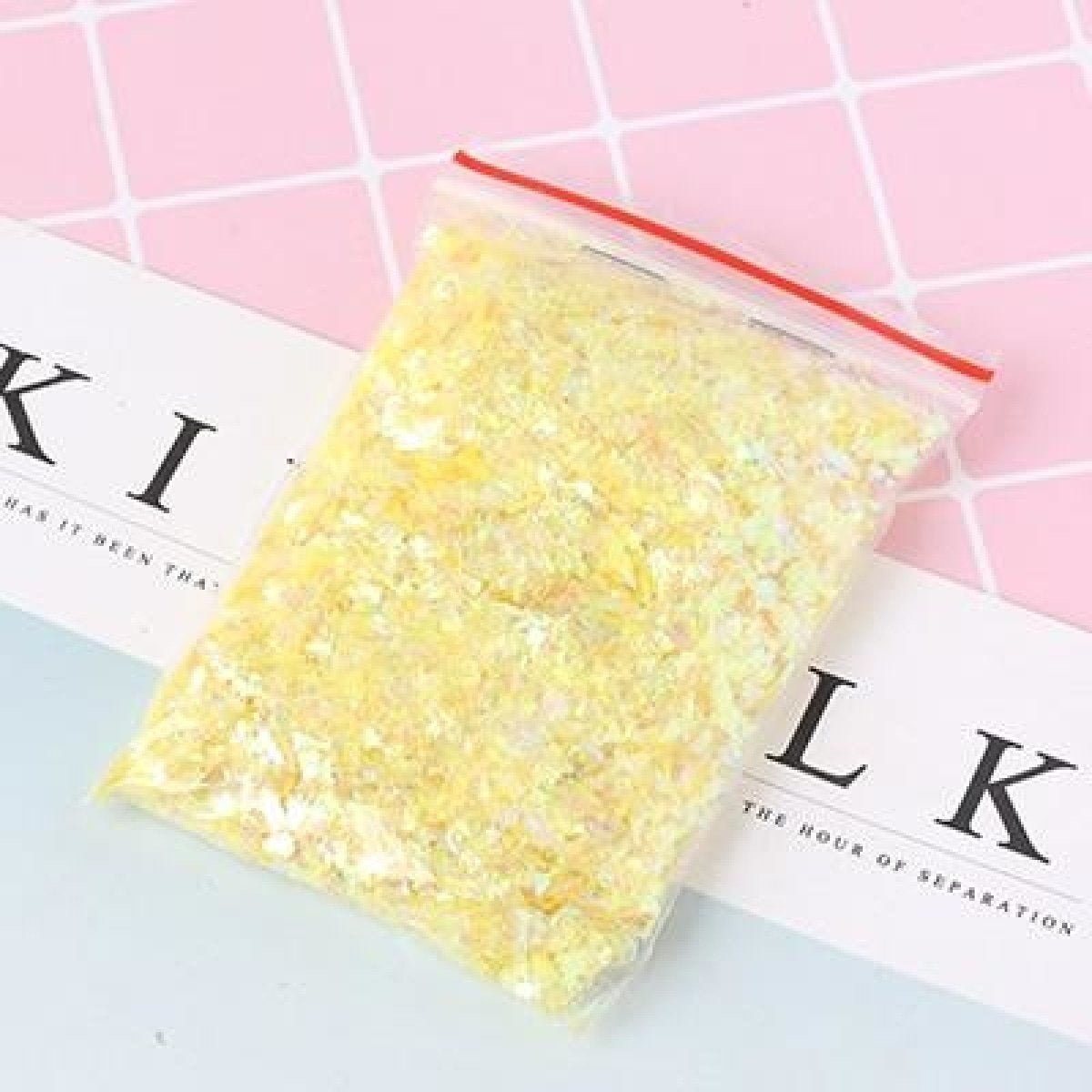 Holographic Nail Flake Glitter 6-20mm DIY Sequin – Yellow