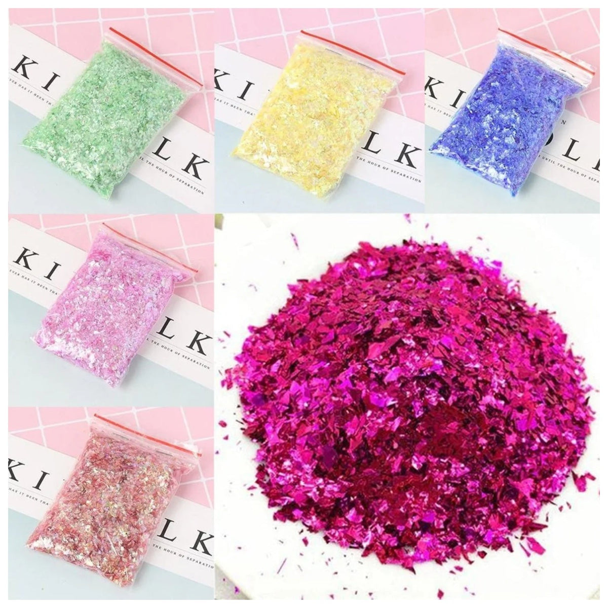 Holographic Nail Decoration Flakes 3D Set