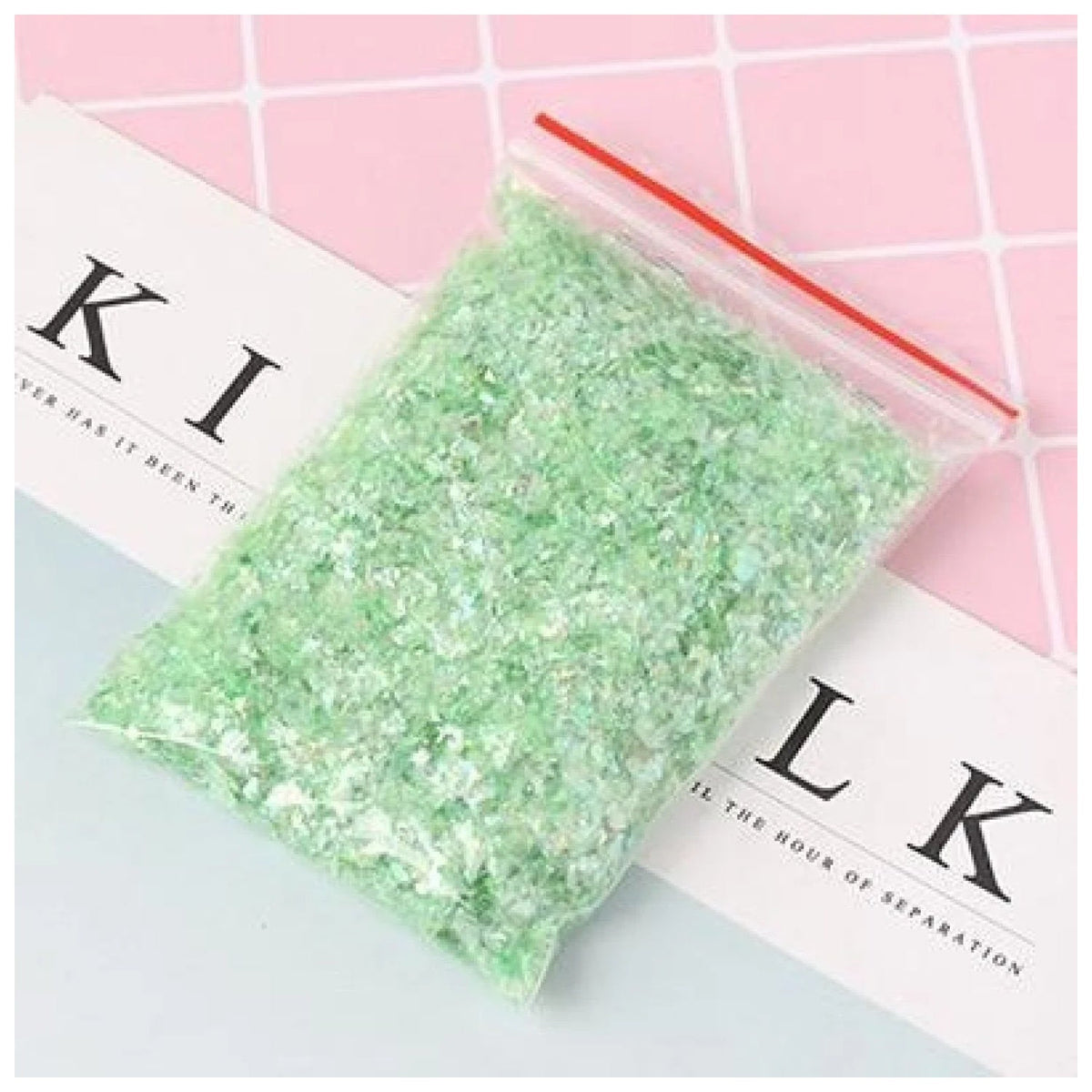 Holographic Nail Decoration Flakes 3D Set – Light Green
