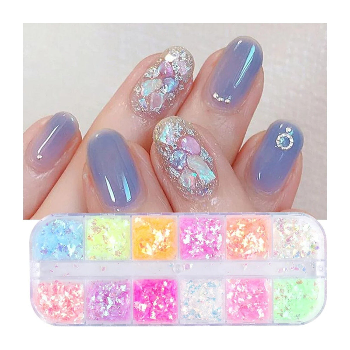 Holographic Nail Paillette Mirror Slices – Fruit, Heart, Butterfly – Irregular