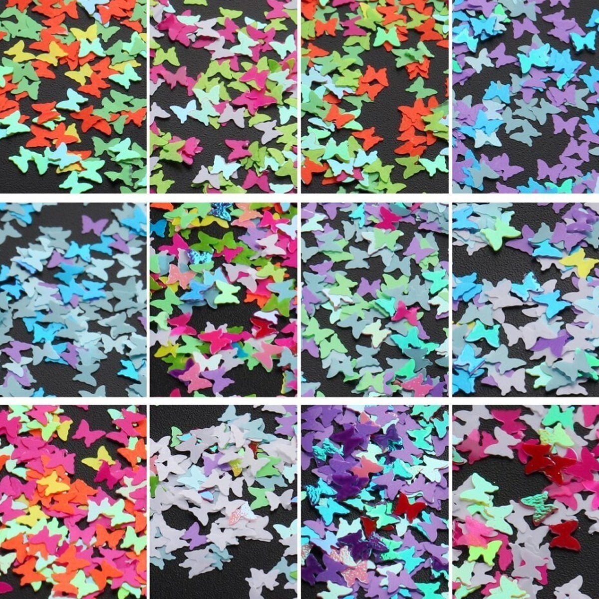 Holographic Nail Paillette Mirror Slices – Fruit, Heart, Butterfly – Butterflies 3