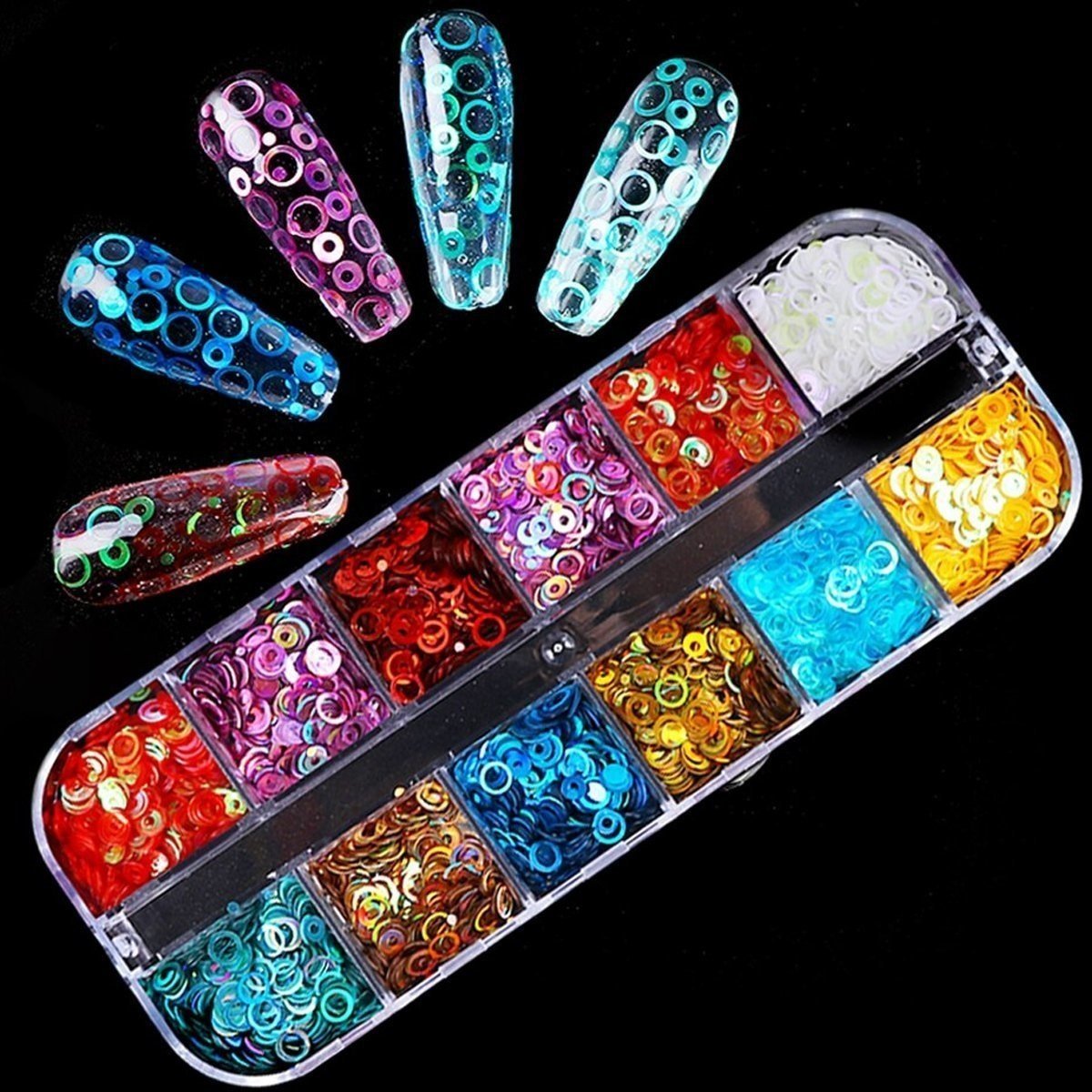 Holographic Nail Paillette Mirror Slices – Fruit, Heart, Butterfly – Circles
