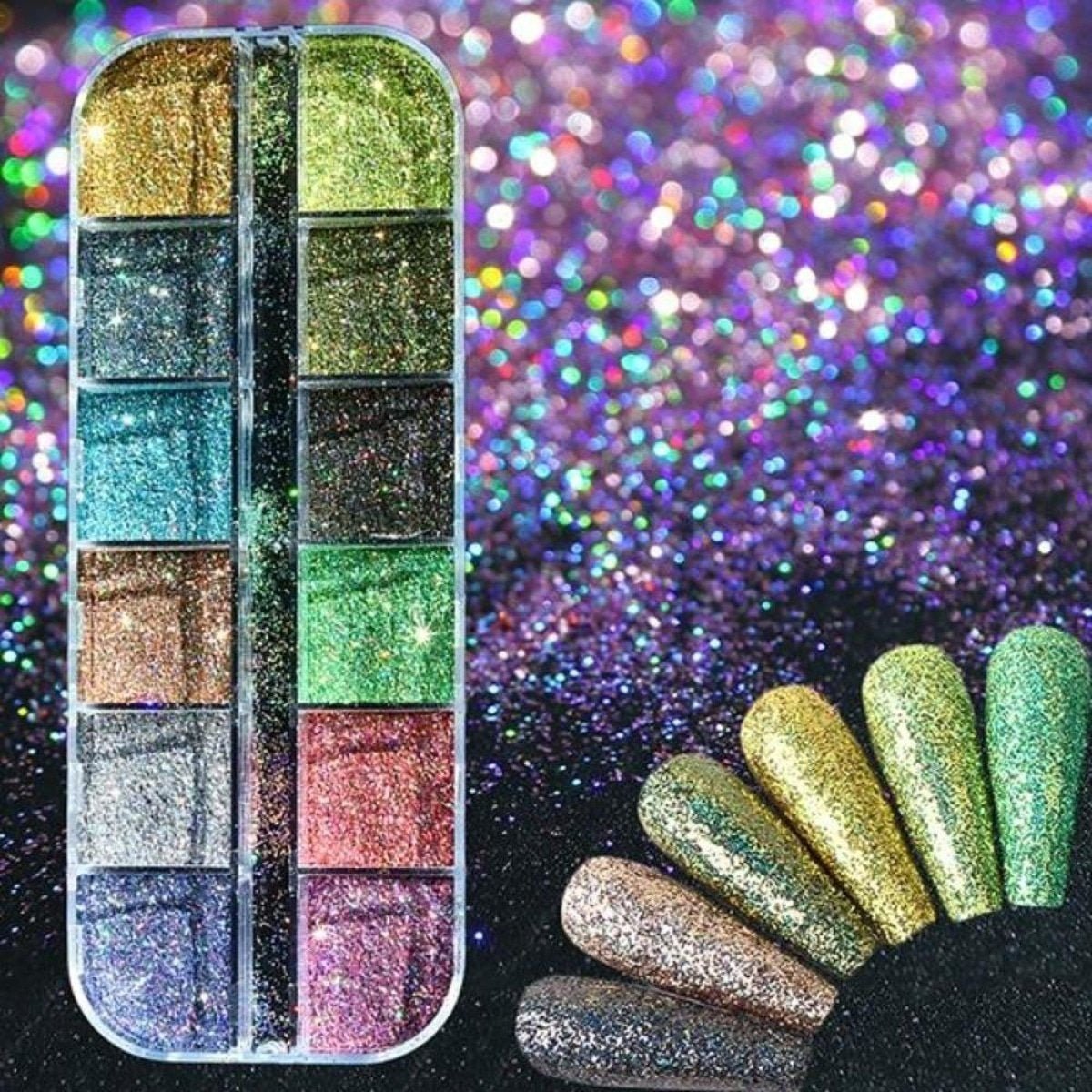 Holographic Nail Paillette Mirror Slices – Fruit, Heart, Butterfly – Glitter