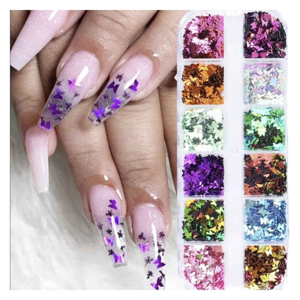 Holographic Nail Paillette Mirror Slices – Fruit, Heart, Butterfly