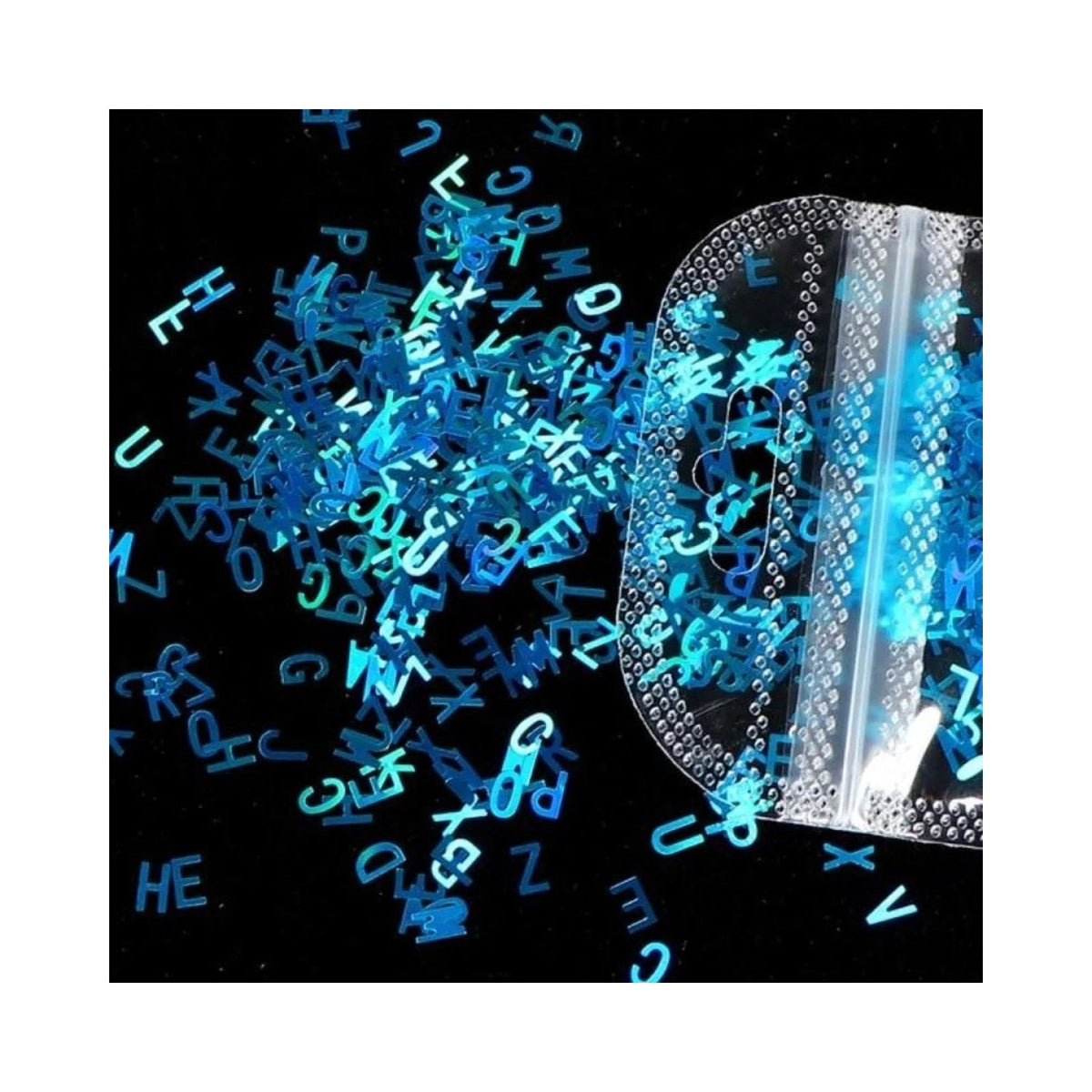 Holographic Sequins Glitter Nail Art Mixed Size Letter Flakes 3D – Blue