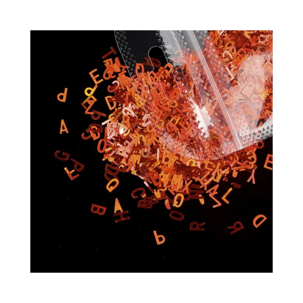 Holographic Sequins Glitter Nail Art Mixed Size Letter Flakes 3D – Orange/Brown
