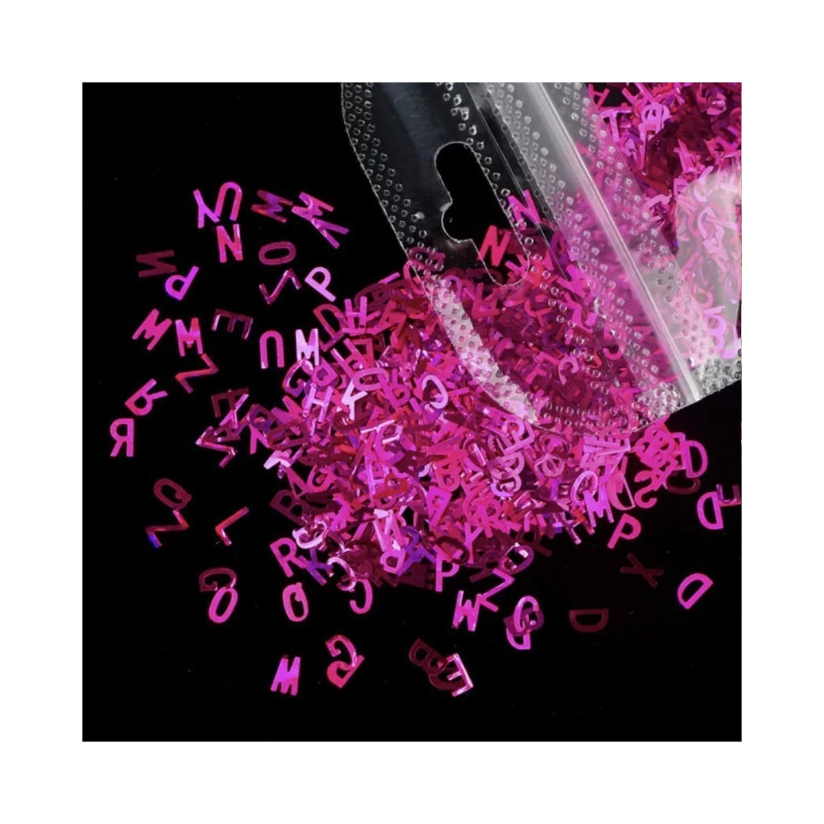 Holographic Sequins Glitter Nail Art Mixed Size Letter Flakes 3D – Pink