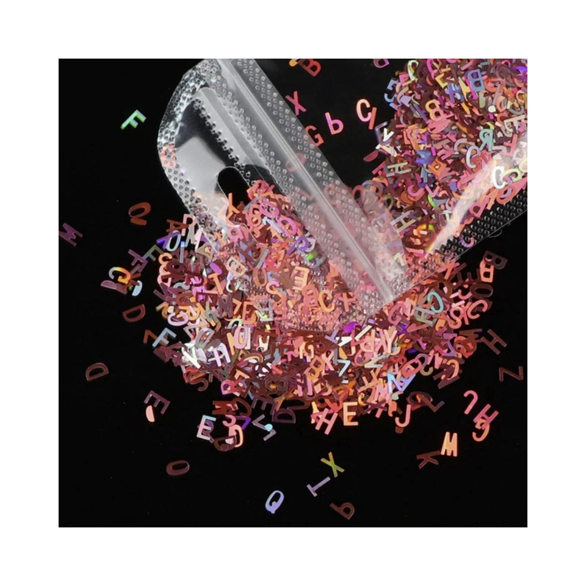 Holographic Sequins Glitter Nail Art Mixed Size Letter Flakes 3D – Pink / Red