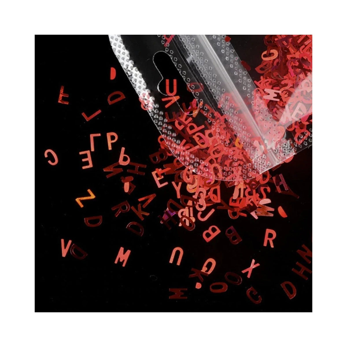 Holographic Sequins Glitter Nail Art Mixed Size Letter Flakes 3D – Red