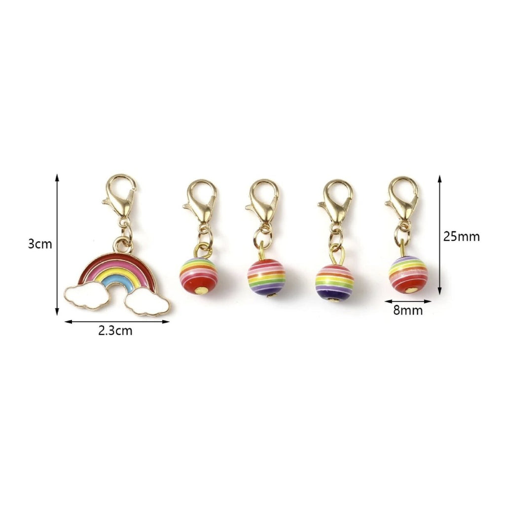 Knitting Stitch Marker Keyrings with Rainbow Enamel Lobster Clasp