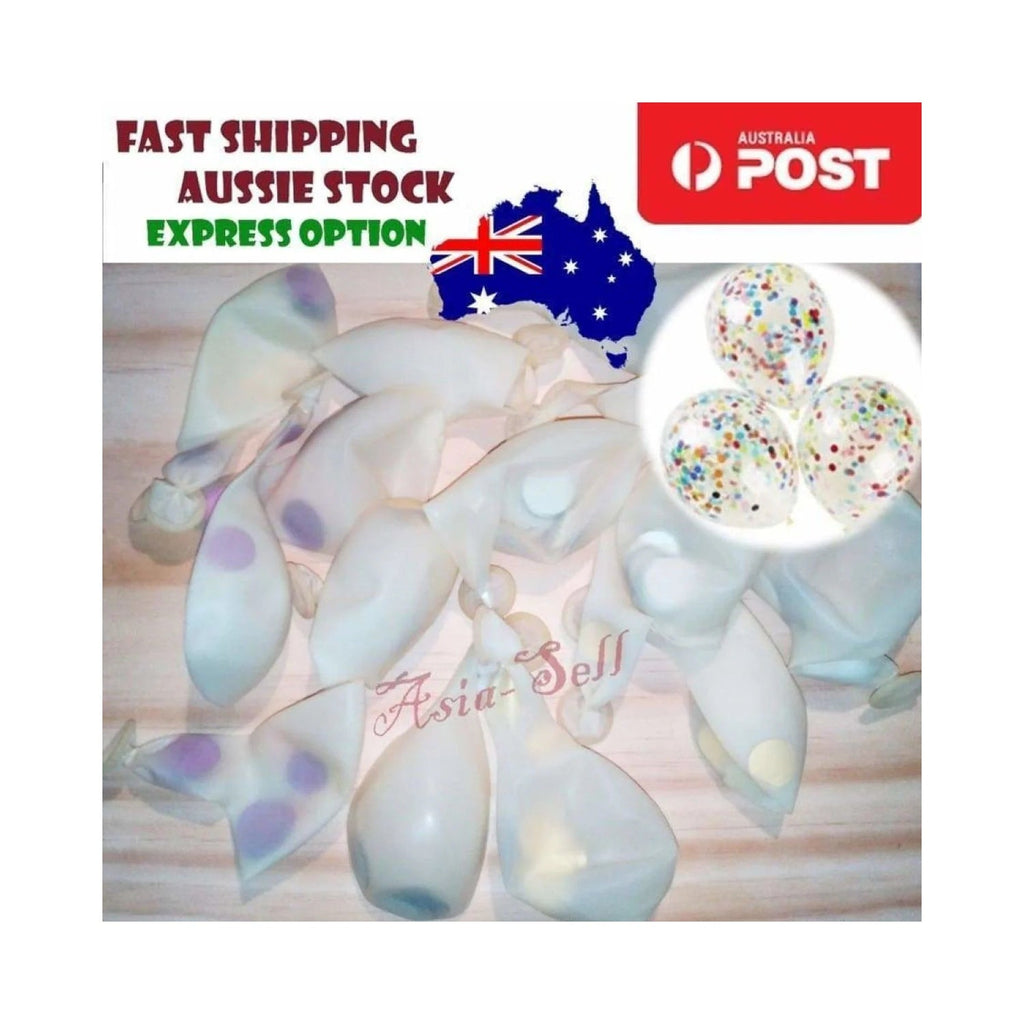 30cm Clear Confetti Balloons Purple Silver Gold