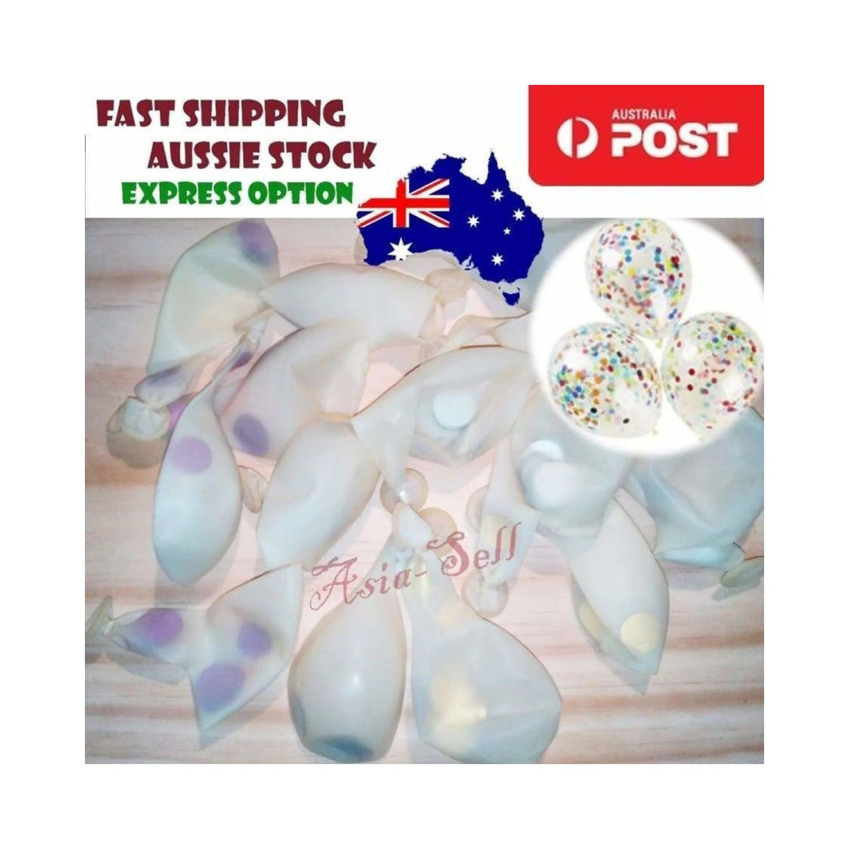 30cm Clear Confetti Balloons Purple Silver Gold