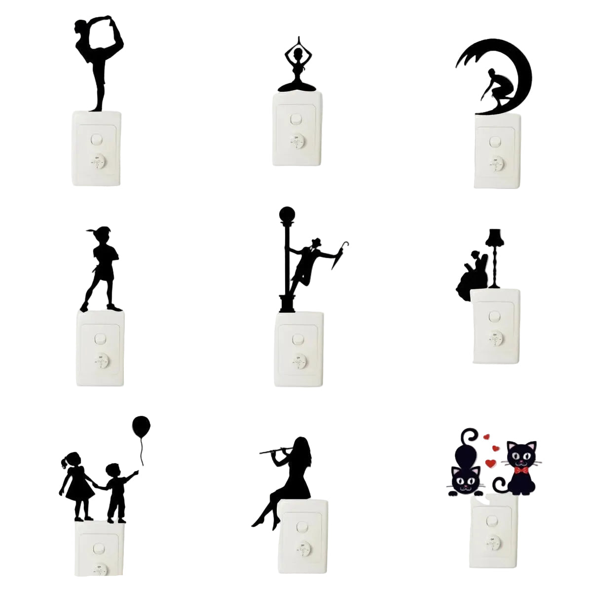 Light Switch Wall Sticker – Surfing Ballet Yoga Kids Balloons
