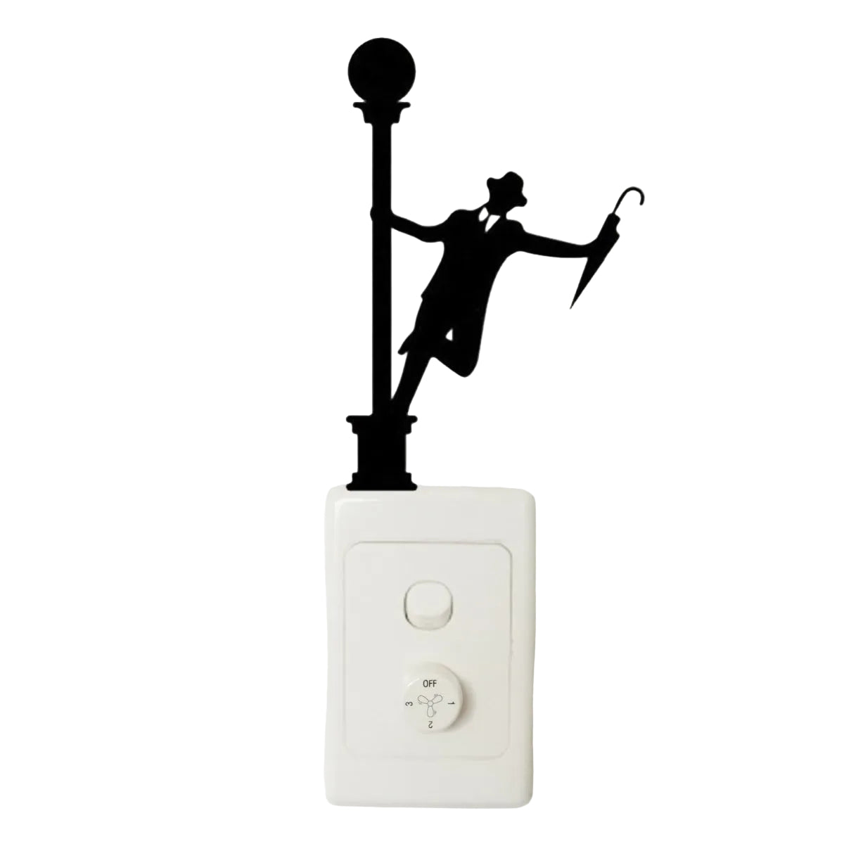 Light Switch Wall Sticker – Surfing Ballet Yoga Kids Balloons – Man with Umbrella