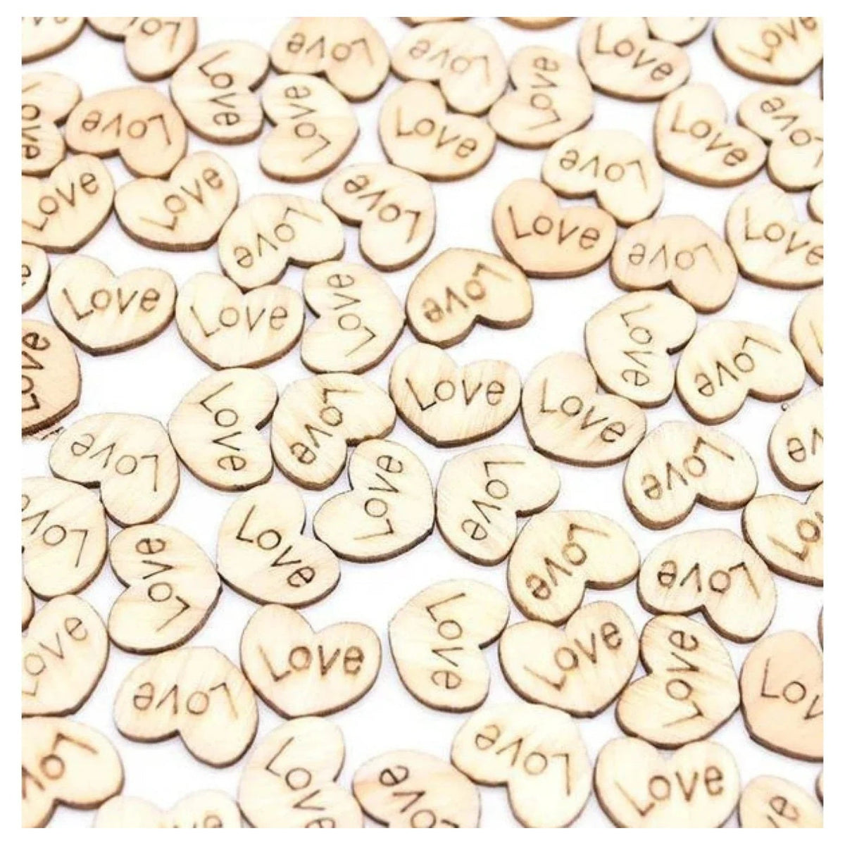 Wooden Love Heart Confetti – 100 Mini Hearts 10x12mm