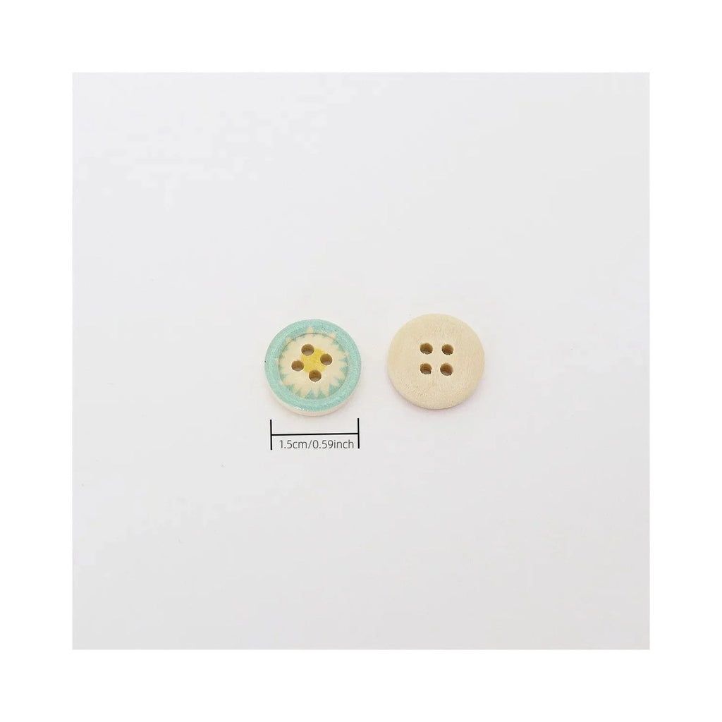 25pcs 15mm 4-Hole Daisy Flower Buttons Multicoloured