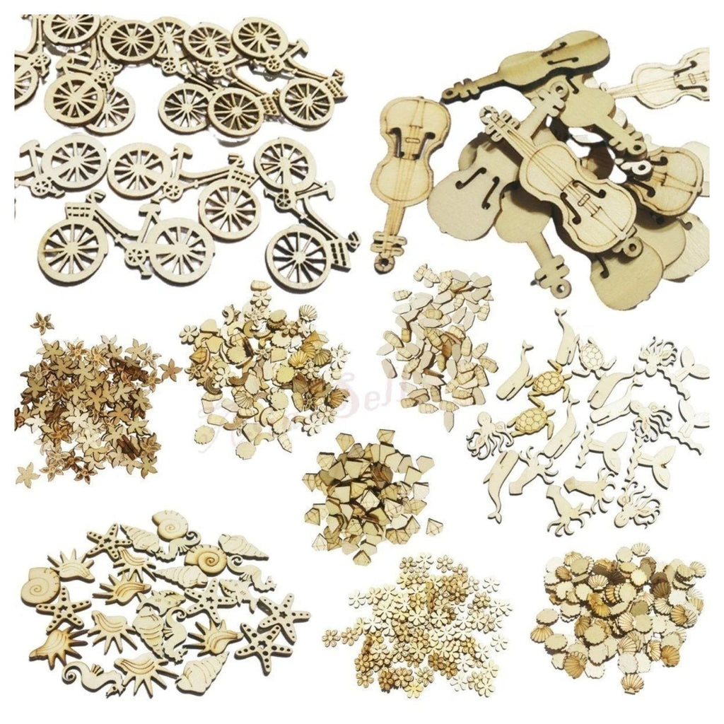 Wooden Animal Shapes Set – Violin, Guitar, Sea & Land Pieces