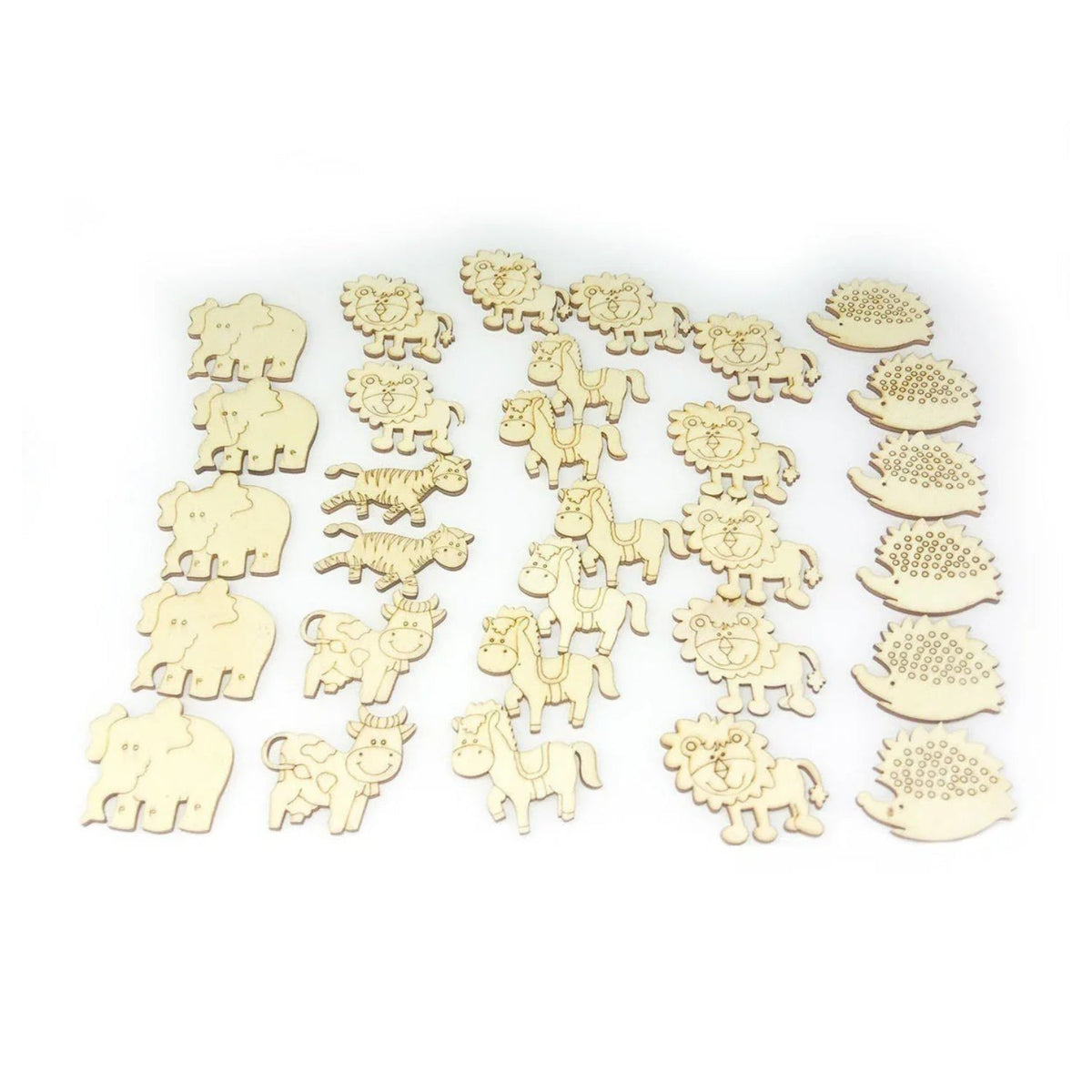 Wooden Animal Shapes Set – Violin, Guitar, Sea & Land Pieces – Land Animals