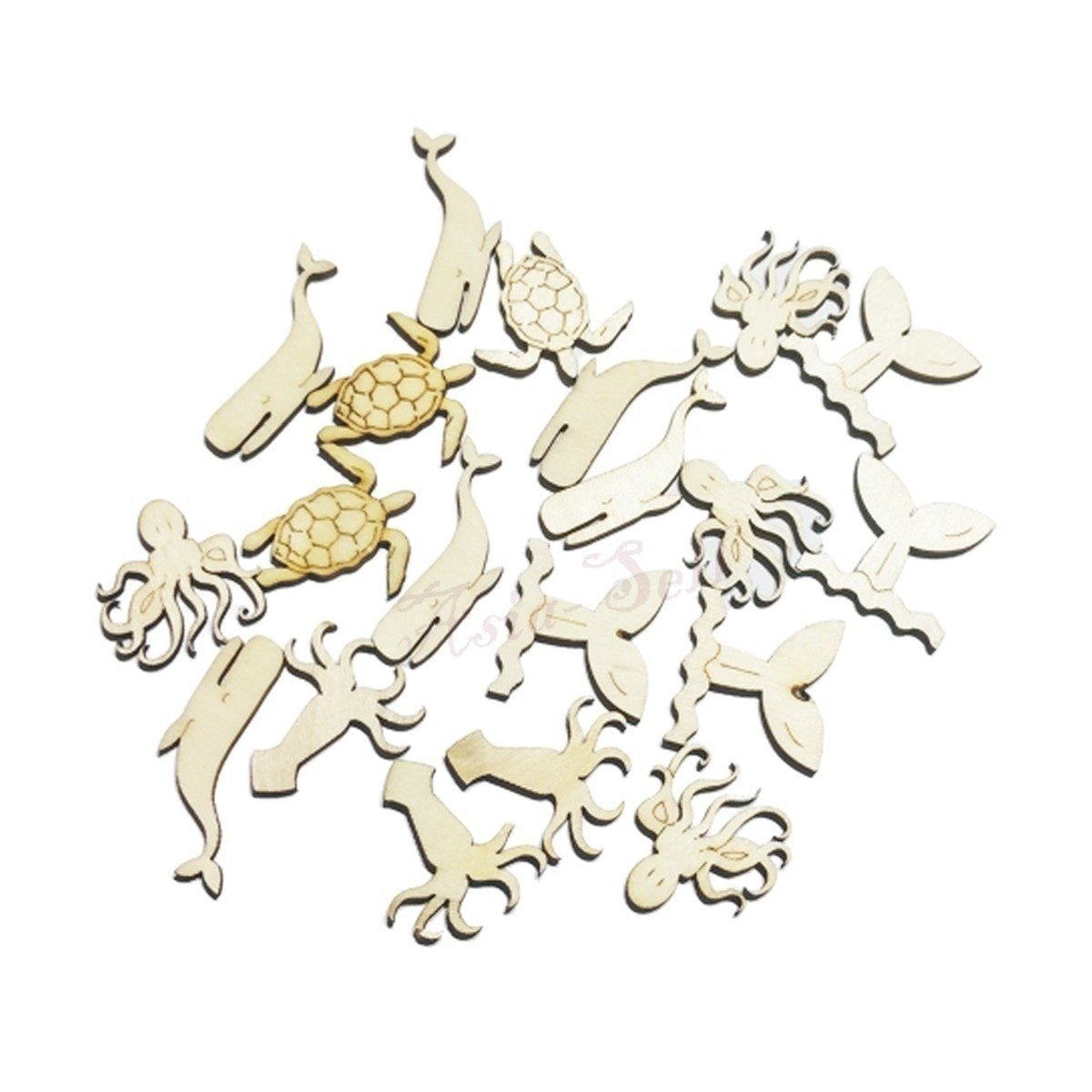 Wooden Animal Shapes Set – Violin, Guitar, Sea & Land Pieces – Sea Animals Higher