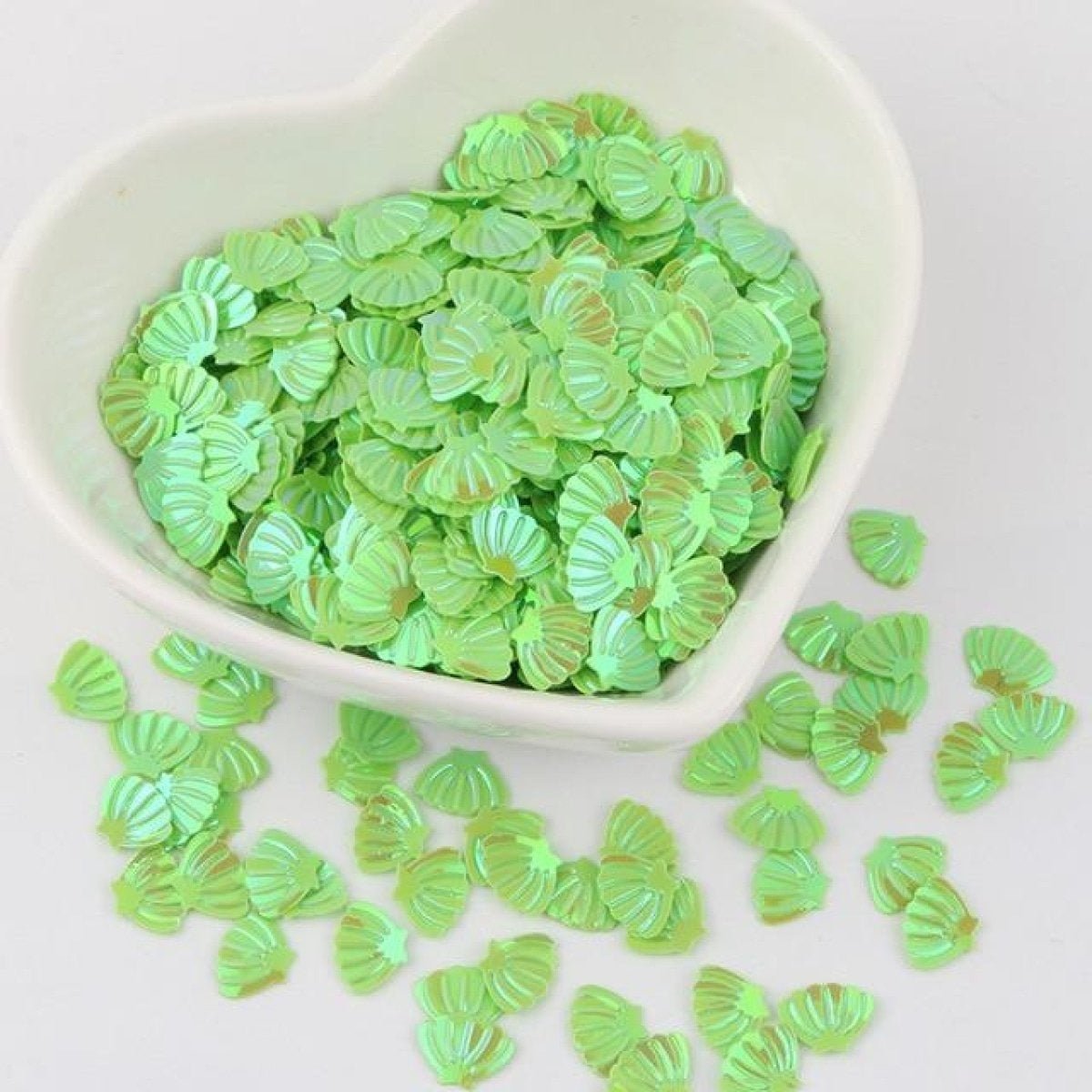 Sea Shell Shape Nail Glitter Sequins 6x8mm 10g – Green