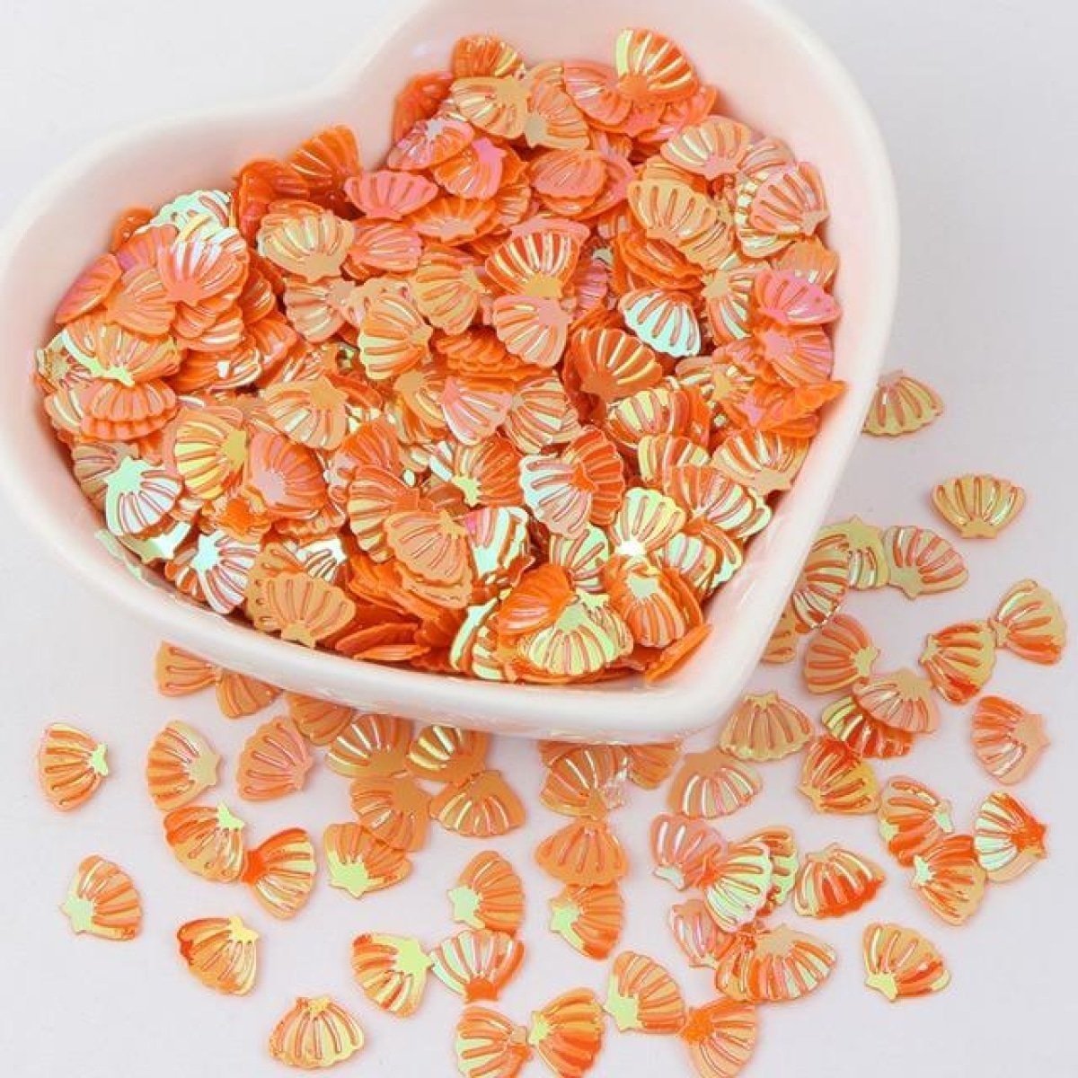 Sea Shell Shape Nail Glitter Sequins 6x8mm 10g – Orange