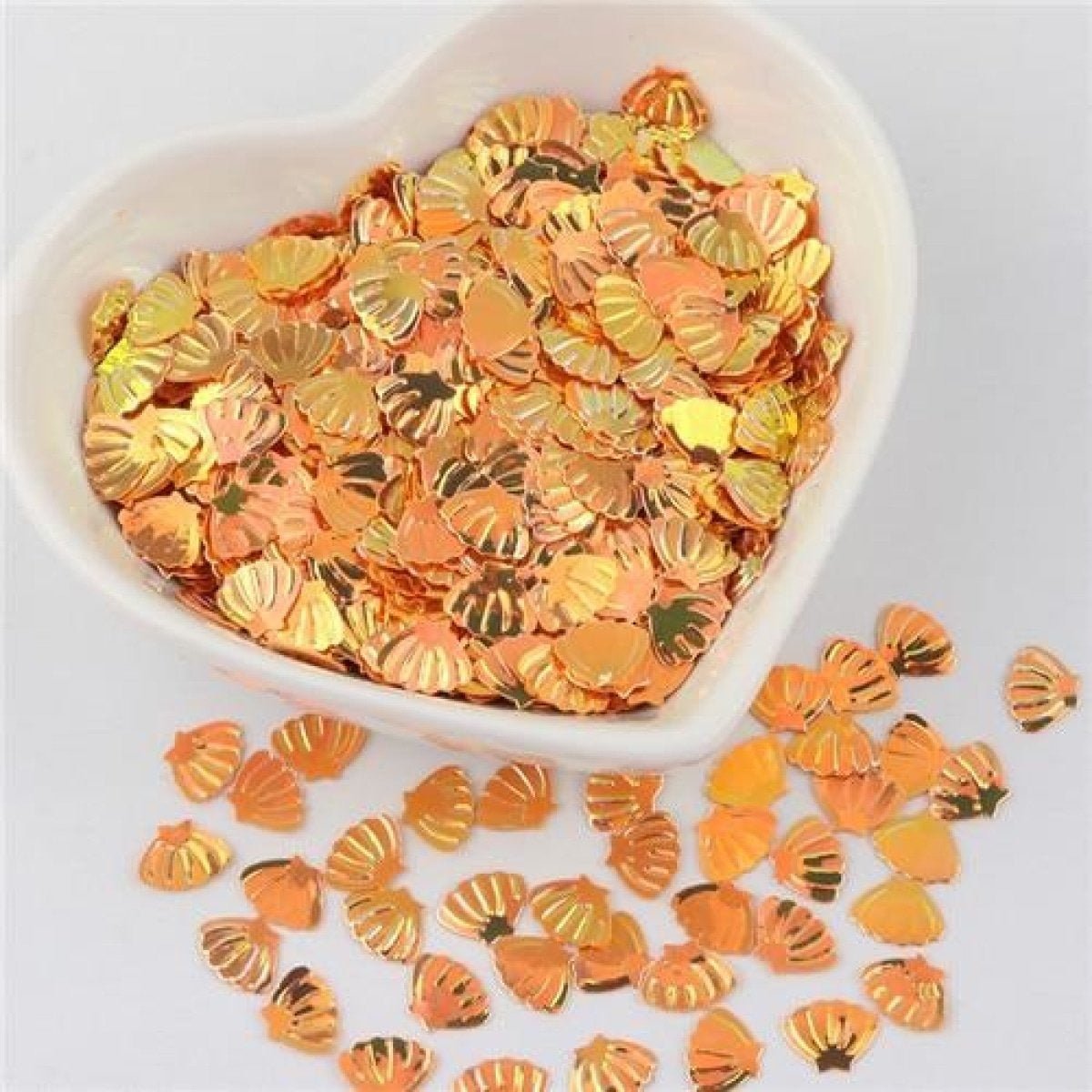 Sea Shell Shape Nail Glitter Sequins 6x8mm 10g – Orange Gold