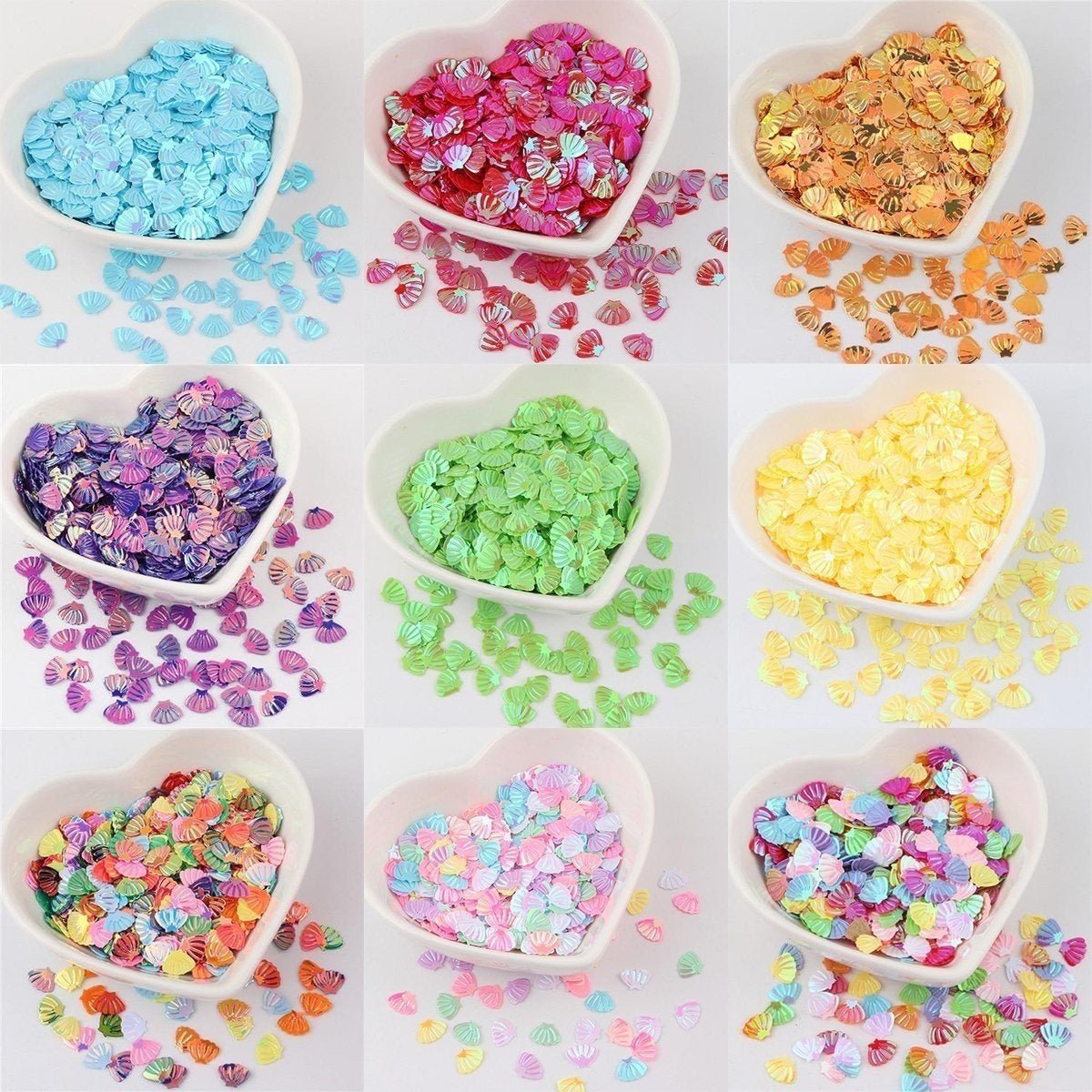 Sea Shell Shape Nail Glitter Sequins 6x8mm 10g