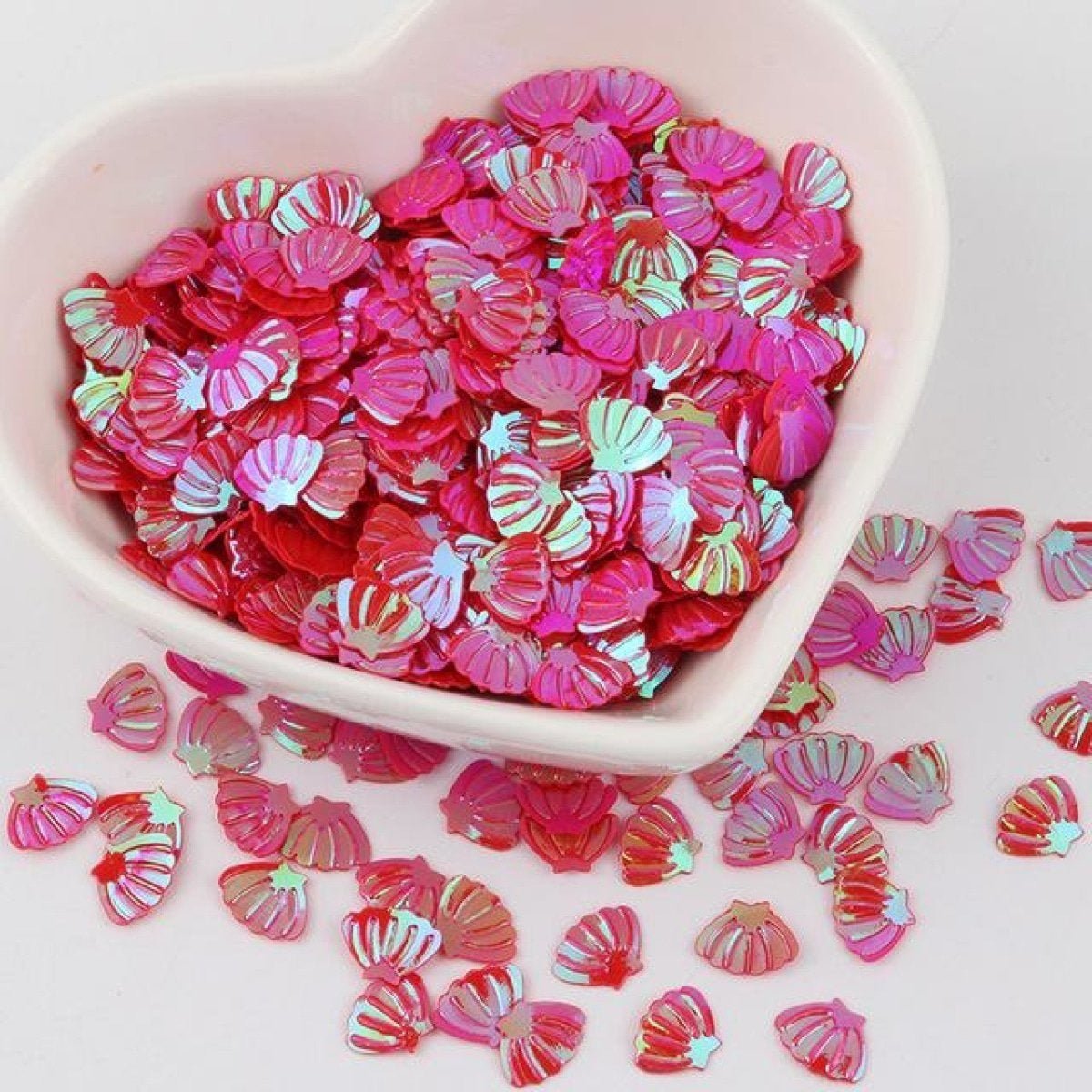 Sea Shell Shape Nail Glitter Sequins 6x8mm 10g – Red