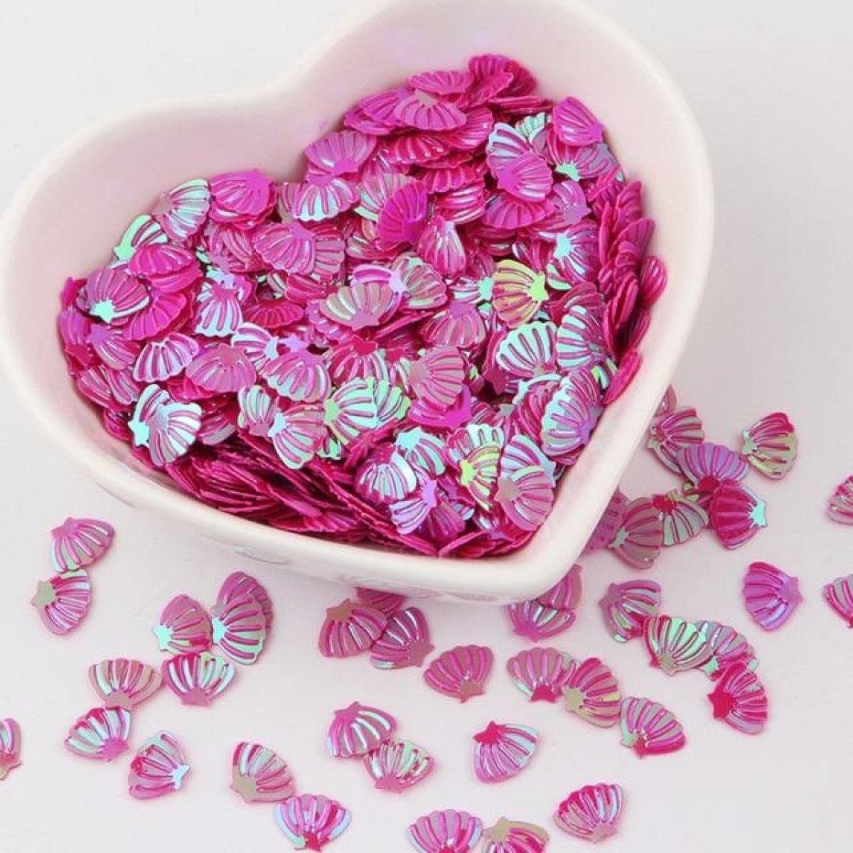 Sea Shell Shape Nail Glitter Sequins 6x8mm 10g – Rose Red