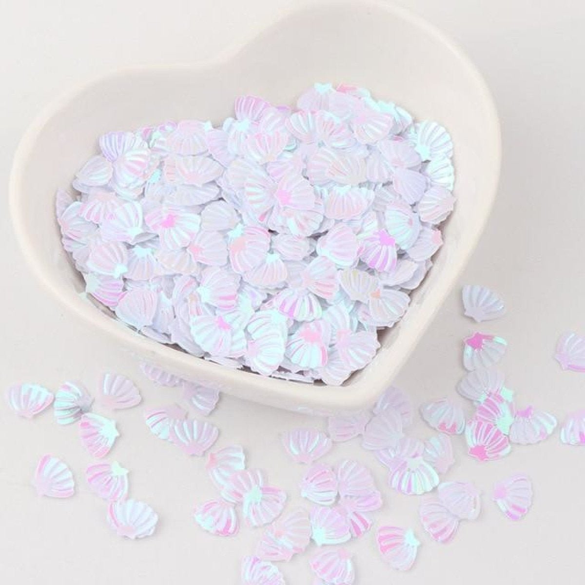 Sea Shell Shape Nail Glitter Sequins 6x8mm 10g – White