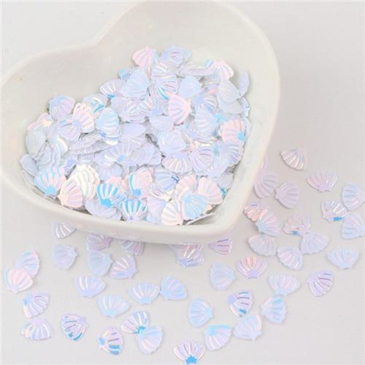 Sea Shell Shape Nail Glitter Sequins 6x8mm 10g – White Gold