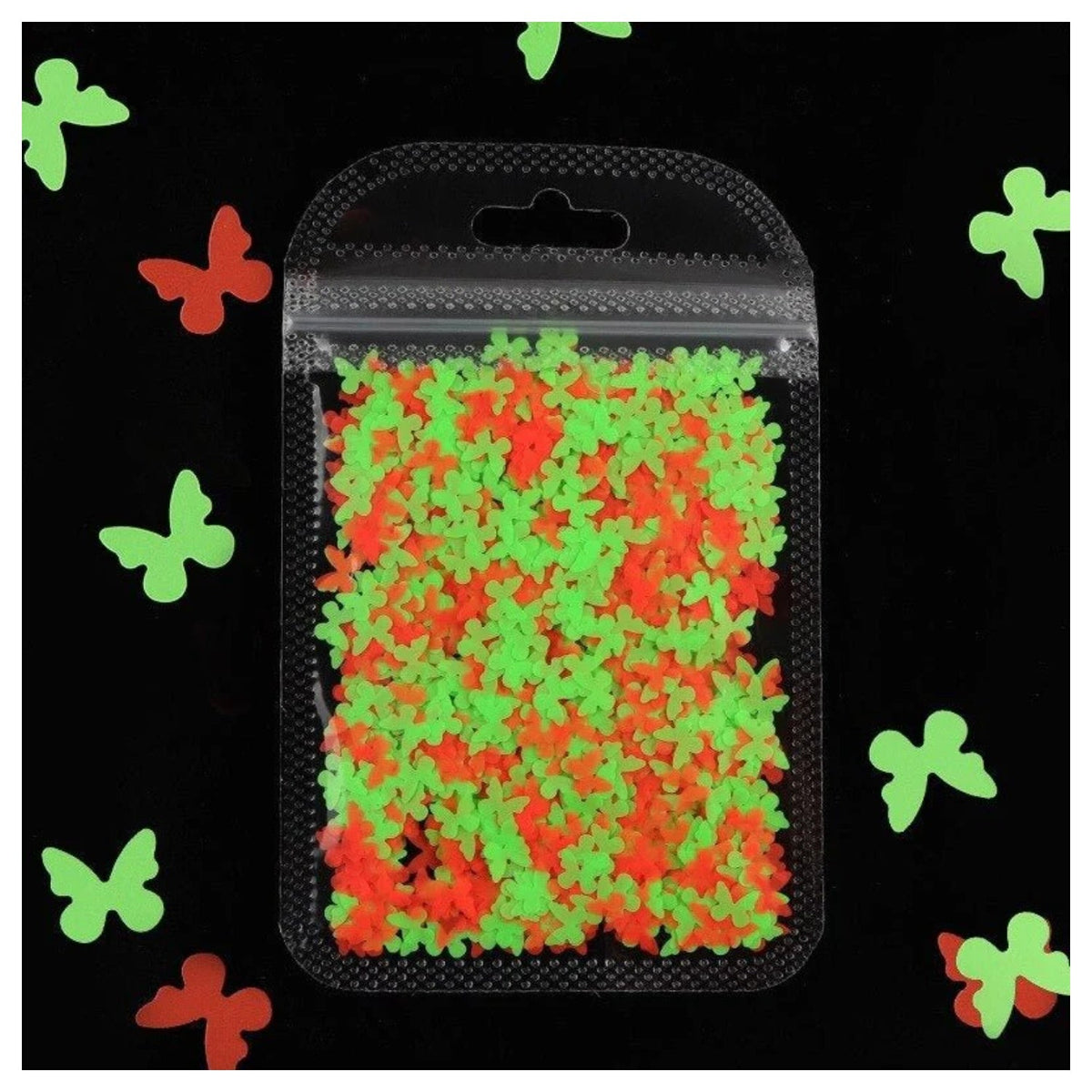 Neon Butterfly Nail Art Glitter 3mm Neon Bright – Green & Red