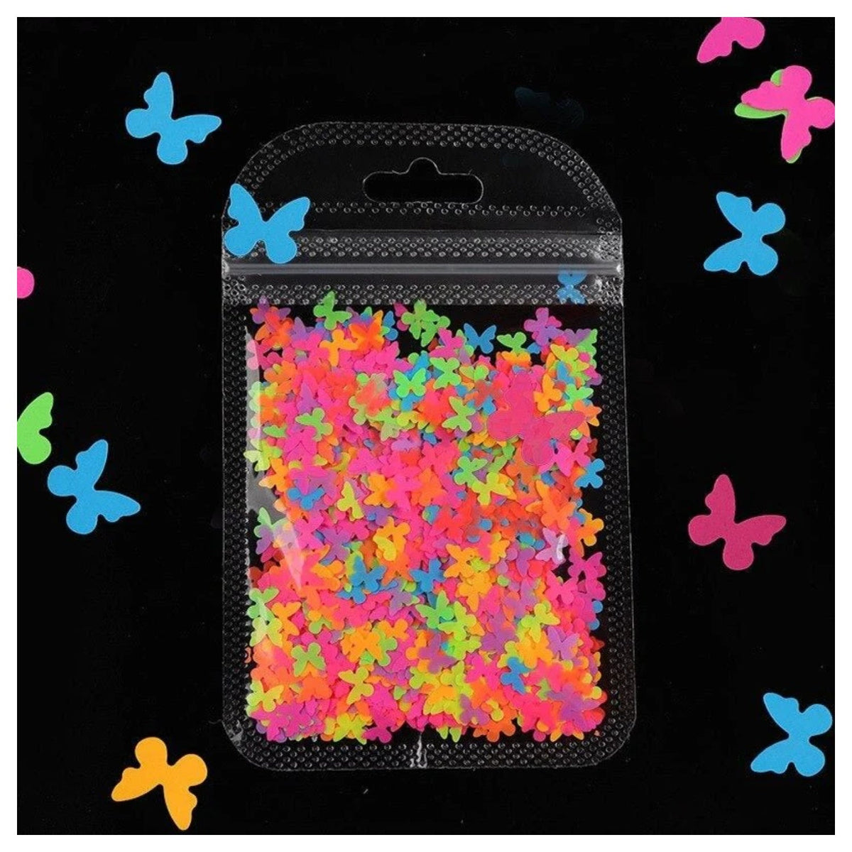 Neon Butterfly Nail Art Glitter 3mm Neon Bright – Multicoloured
