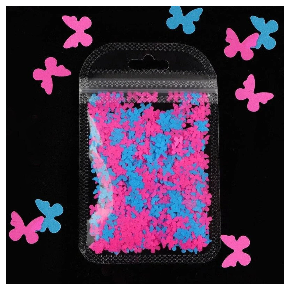 Neon Butterfly Nail Art Glitter 3mm Neon Bright – Pink & Blue