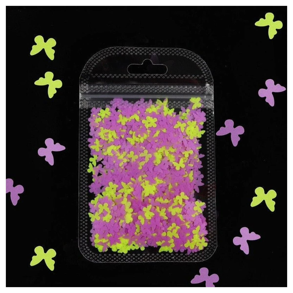 Neon Butterfly Nail Art Glitter 3mm Neon Bright – Purple & Yellow