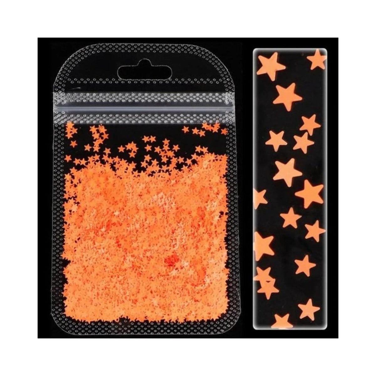 Neon Nail Art Glitter Fluorescent Star Sequins Flakes 2g Bag – Dark Orange