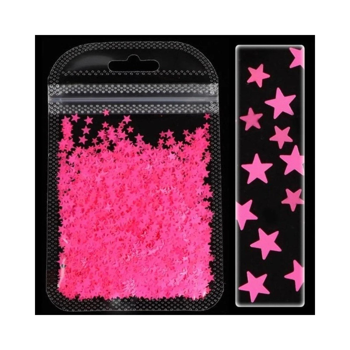 Neon Nail Art Glitter Fluorescent Star Sequins Flakes 2g Bag – Dark Pink