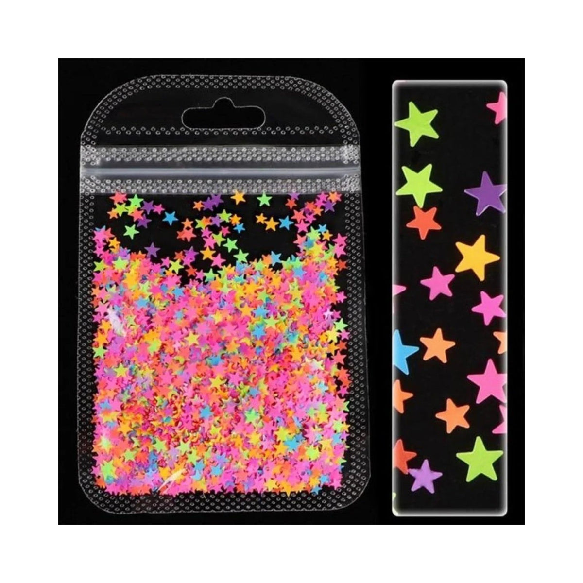 Neon Nail Art Glitter Fluorescent Star Sequins Flakes 2g Bag – Mixed
