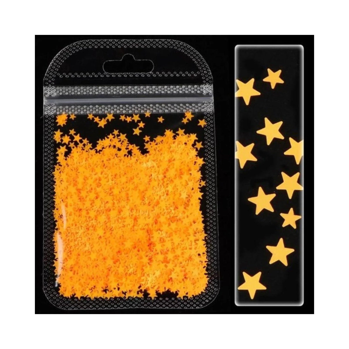 Neon Nail Art Glitter Fluorescent Star Sequins Flakes 2g Bag – Orange